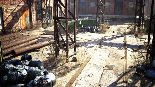 Old Abandoned Industrial Buildings at Factory alt