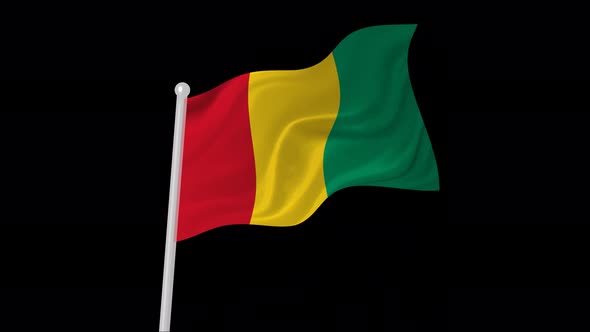 Guinea Flag Flying Animated Black Background