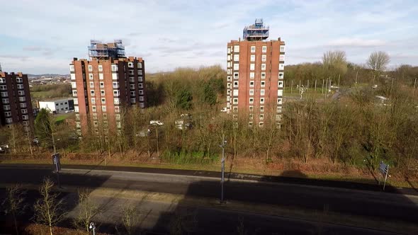 High rise tower blocks, flats built in the city of Stoke on Trent to accommodate the increasing popu