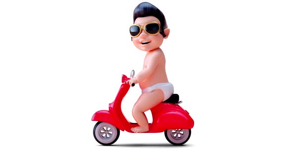 Fun 3D cartoon baby rocker on a scooter