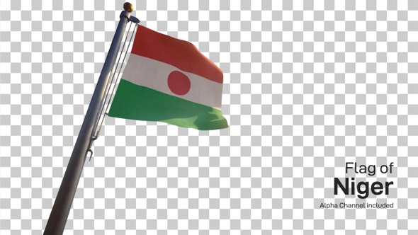 Niger Flag on a Flagpole with Alpha-Channel