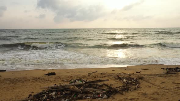 Polluted Beach After a Storm