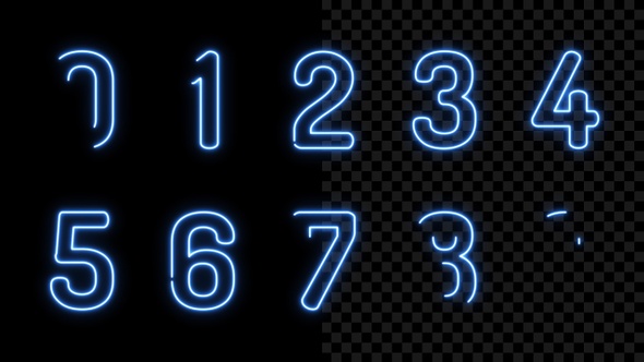 Glowing Neon Number Reveal In and Out