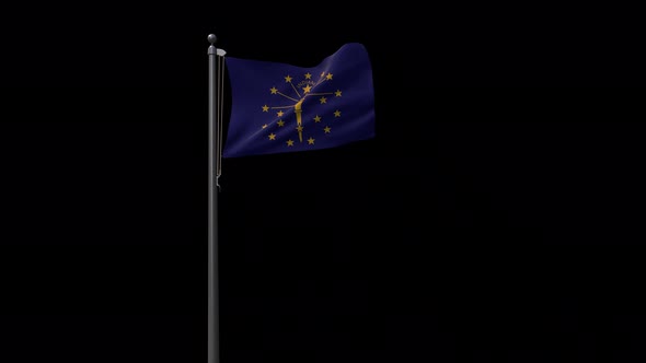 Indiana State Flag, 4K Prores 4444 Footage With Alpha