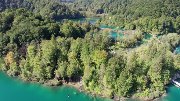 Aerial View of the Plitvice Lakes in the National Park of Croatia Clean Nature