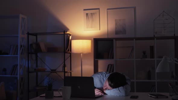 Exhausted Worker Sleeping Man Mental Overload