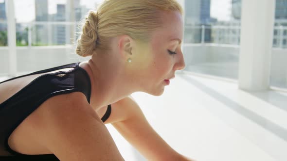 Ballerina performing stretching exercise