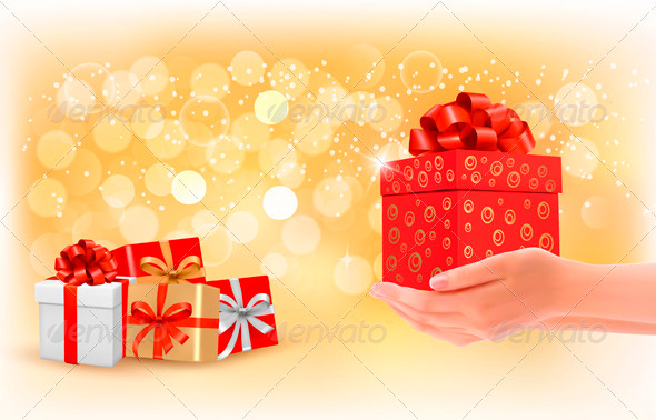 Christmas Background with Gift Boxes.