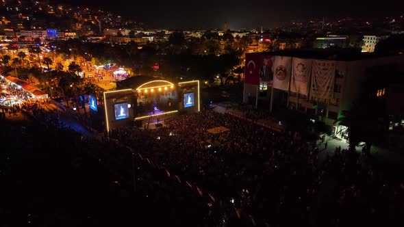 People at the consert aerial view 4 K