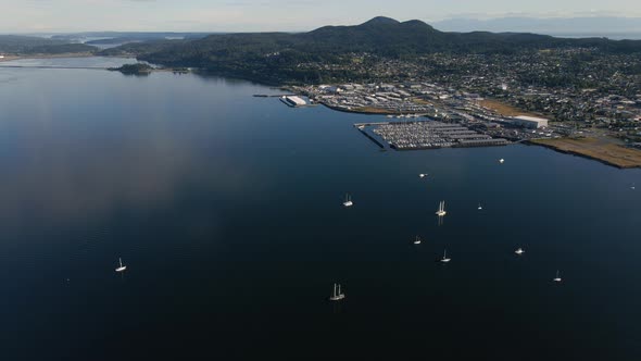 Sail Boats In Fidalgo Bay Drone Video Of Washington State