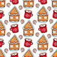 Festive Christmas Seamless Pattern with Gingerbread House - GraphicRiver Item for Sale