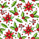 Christmas Seamless Pattern with Red Poinsettia Flowers - GraphicRiver Item for Sale