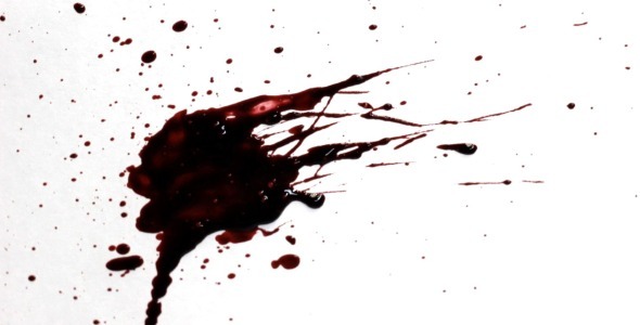 Blood Splashing over White Background