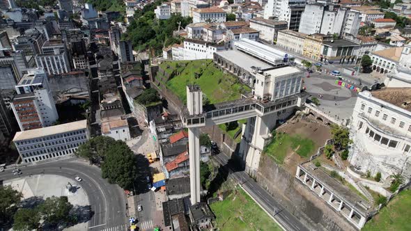 Downtown of Salvador Bahia Brazil. Historic buildings at tourism postcard.