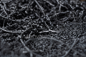 Iron chips from industrial waste of steel products