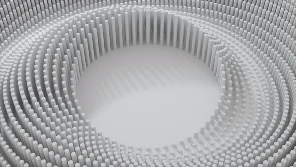 White Abstract Waving Circle Of Cylinders Loop