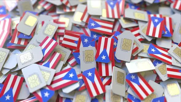 SIM Cards with Flag of Puerto Rico