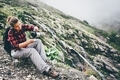 Woman drinking tea at the mountain. - PhotoDune Item for Sale