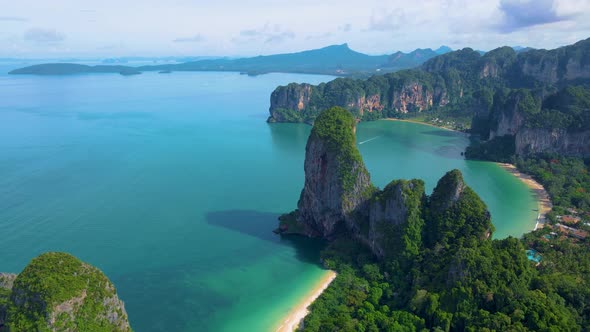 Railay Beach Krabi Thailand Tropical Beach of Railay Krabi Panoramic View of Idyllic Railay Beach in