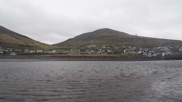 Town On The Sorvagsvatn Or Leitisvatn Lake