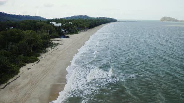 Aerial, Beautiful View On A Beach Of Palm Cove, Cairns In Queensland, Australia