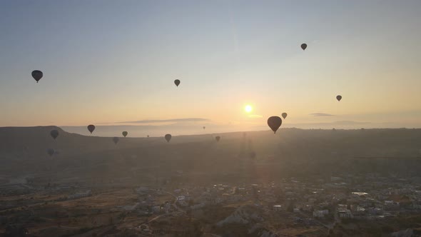 Cappadocia, Turkey : Balloons in the Sky. Aerial View