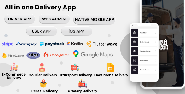 Delivery Service App | Logistics | Warehousing | Inventory | Packers and Movers |  Template