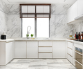 white minimal kitchen with wood decoration near window - PhotoDune Item for Sale