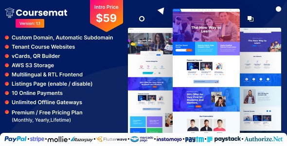Coursemat - Multi-Tenant Course Selling Website (SAAS)