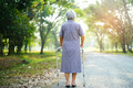 Asian elderly old lady woman patient walk with walker in park, healthy strong medical concept - PhotoDune Item for Sale