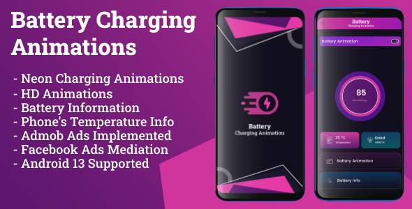 Battery Charging Animation App - [Android 13 Supported] - Admob Ads Implemented