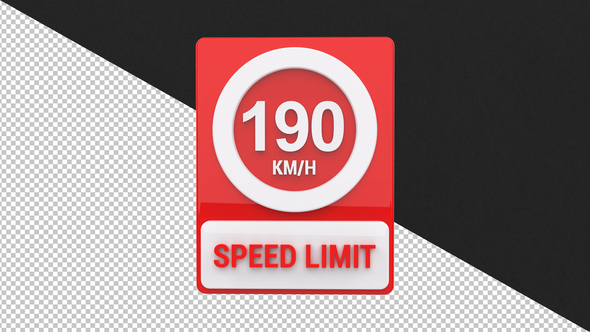 Speed sign board 190km - 4K