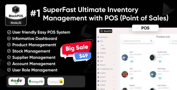 BlackPOS : Ultimate Multipurpose Inventory Management with POS ( Point of Sale ) - Node JS + MongoDB