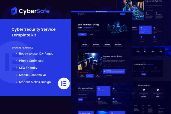 CyberSafe - Cyber Security Elementor Template Kit
