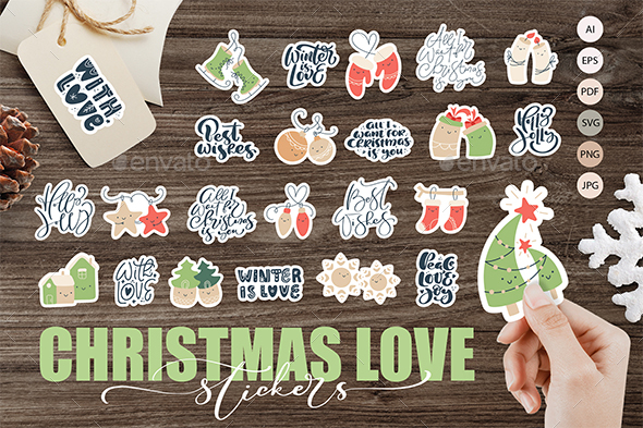Christmas love stickers SVG