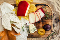 Top view of cheese set on wooden background - PhotoDune Item for Sale