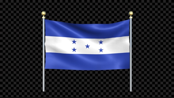 Flag Of Honduras Waving In Double Pole Looped