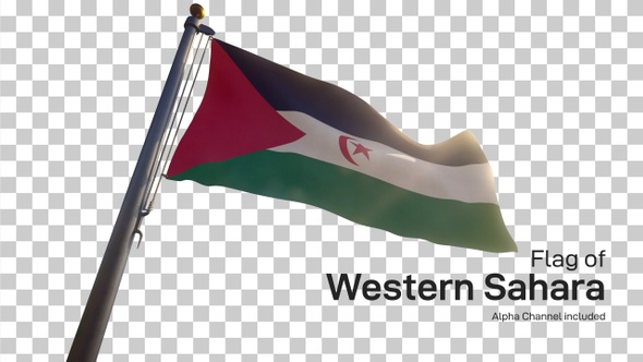Western Sahara Flag on a Flagpole with Alpha-Channel