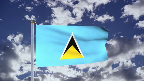 Saint Lucia Flag Waving 4k