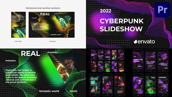 Cyberpunk Glitch Slideshow for Premiere Pro