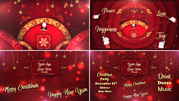 Red Christmas NewYear Natal Wish And Party Invitation