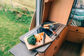 Vegan meal preparation in a campervan - PhotoDune Item for Sale