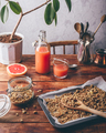 Freshly prepared granola and grapefruit juice for breakfast - PhotoDune Item for Sale