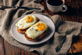Toasts with vegetables and fried eggs with cup of coffee - PhotoDune Item for Sale