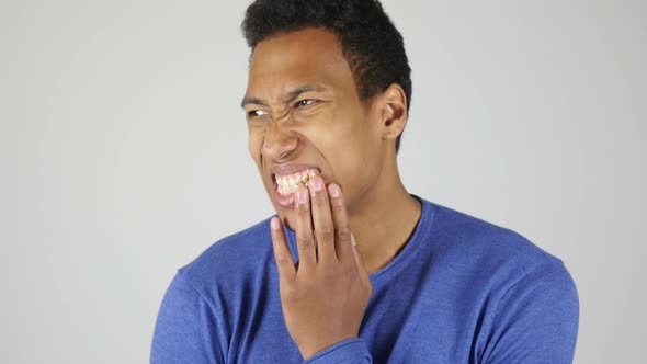 African Man Having Toothache White Background