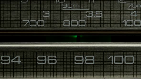 Closeup of Radio Receiver Is Looking for Wave on Stations