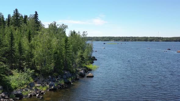 Flying Close To An Island In Finnish Archipelago