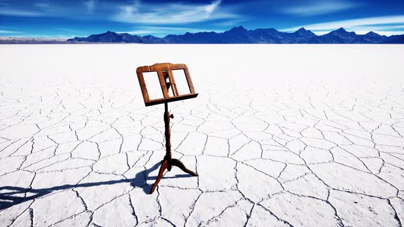 an Old Music Stand is on White Salt Desert