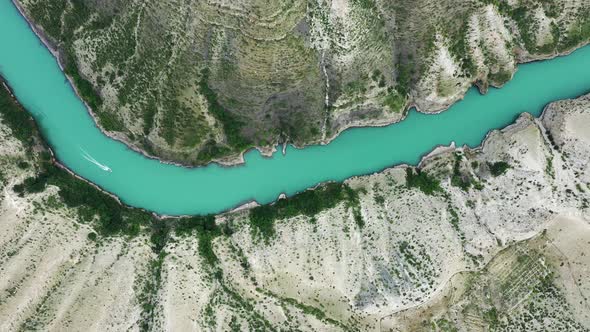 The deepest canyon in the Europe in the valley of the Turquoise river Sulak