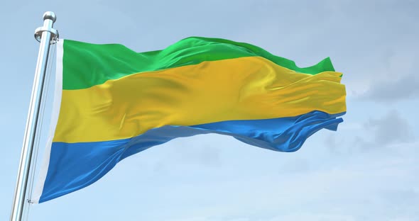 Gabon Flag Waving  Loop  4 K